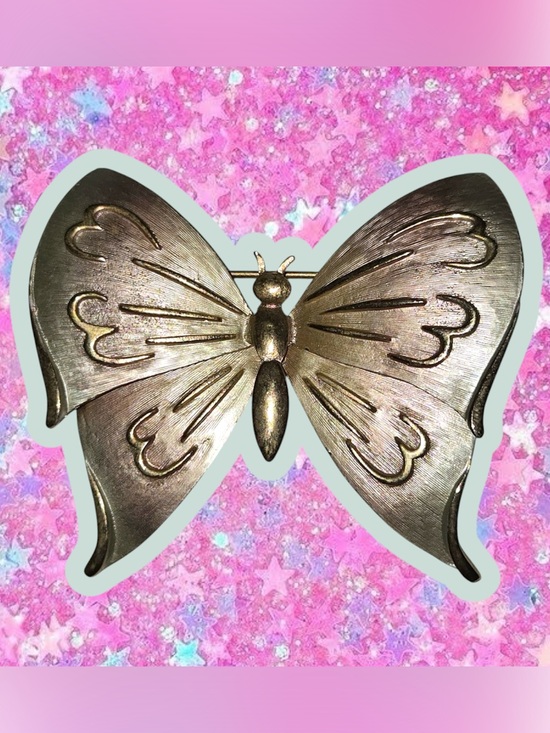 Monet Jewelry - Vintage 1960s Pastelli signed butterfly brooch jewelry Monet trifari avon 50s